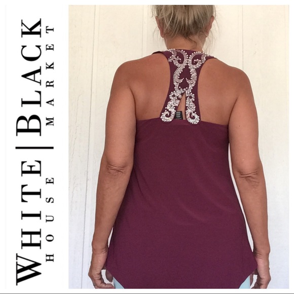 WHBM MAUVE PURPLE EMBELLISHED RACERBACK TANK XS - Picture 4 of 16